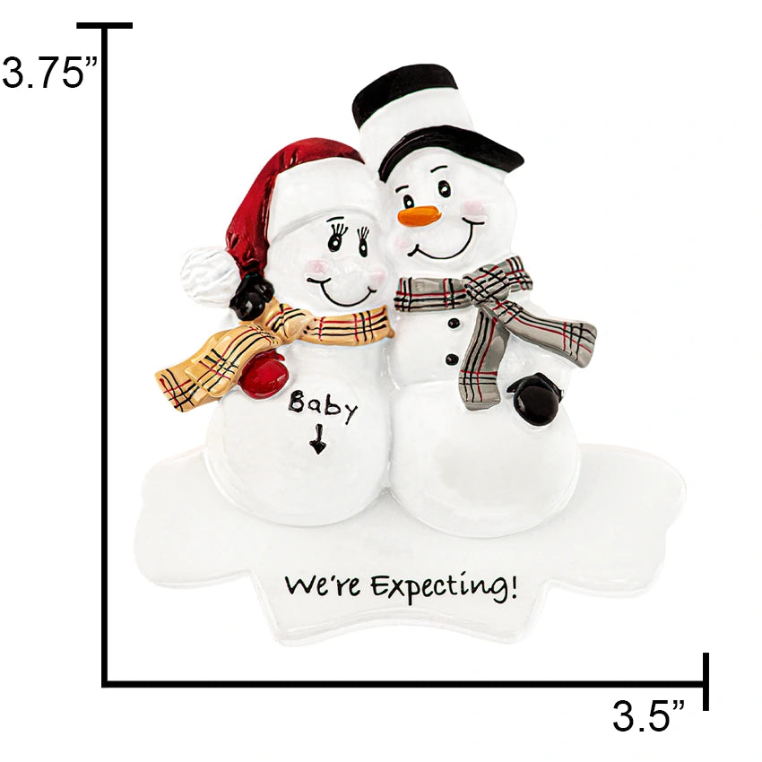 Personalized Expecting Snowman Christmas Ornament