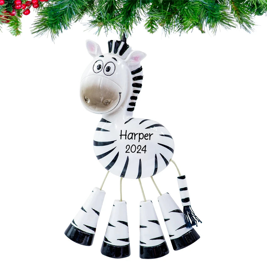 Personalized Zebra Christmas Ornament