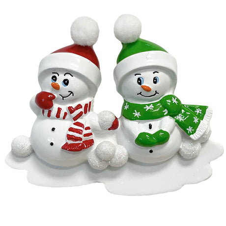 Personalized Naughty or Nice Romantic Snowman Couple Christmas Ornament