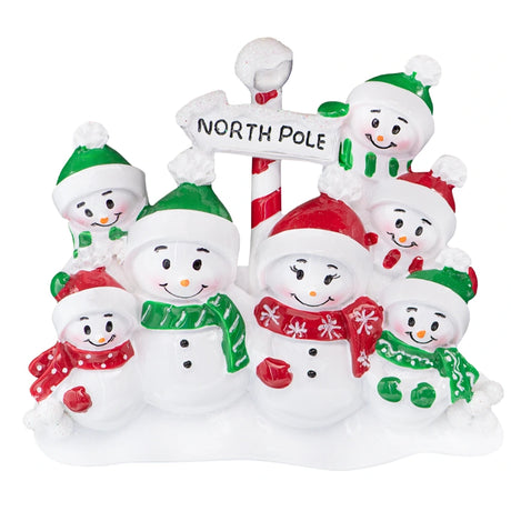 Personalized Snowman Family of 7 Christmas Tree Ornament