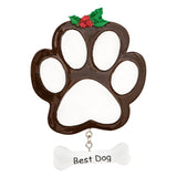 Black paw print Christmas ornament personalized, a unique keepsake during the festive season.