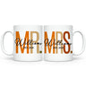 Bridal shower custom Mr. and Mrs. mug set, an ideal gift to celebrate the couple's love and unity.