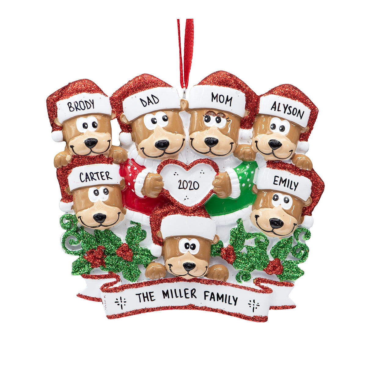 Add warmth to your holidays with a brown bear family custom Christmas ornament from Gift Shopie!