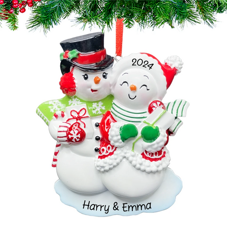 Add holiday charm with a Christmas together snowman couple ornament personalized by Gift Shopie!