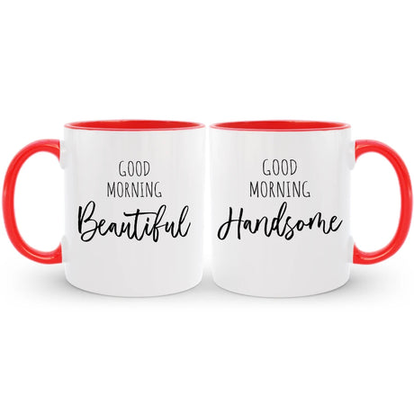 Couple coffee mug set with 'Good Morning' design, a delightful gift to start their day together.