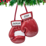 Custom boxing Christmas ornament featuring a detailed glove design, personalized with a name or message. A perfect holiday decoration for boxing fans.