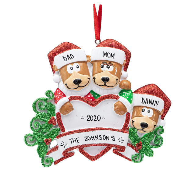 Celebrate family moments with a custom brown bear family Christmas ornament from Gift Shopie.