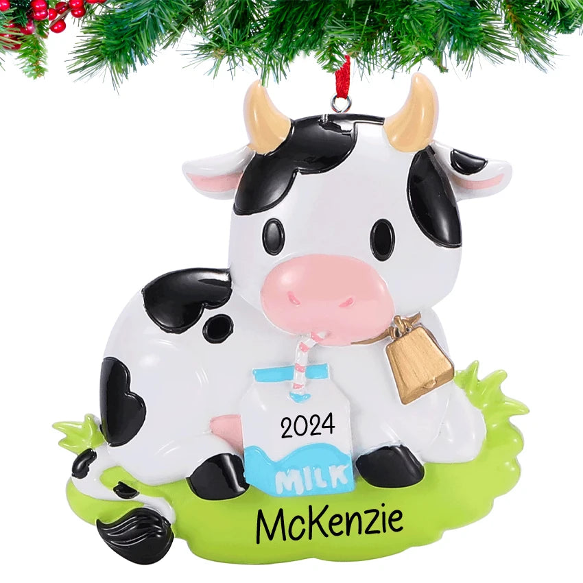 Bring holiday cheer with a custom cow ornament for Christmas from Gift Shopie.