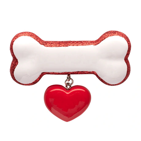 Custom dog bone Christmas ornament with heart, a heartfelt decoration to honor your beloved pet.