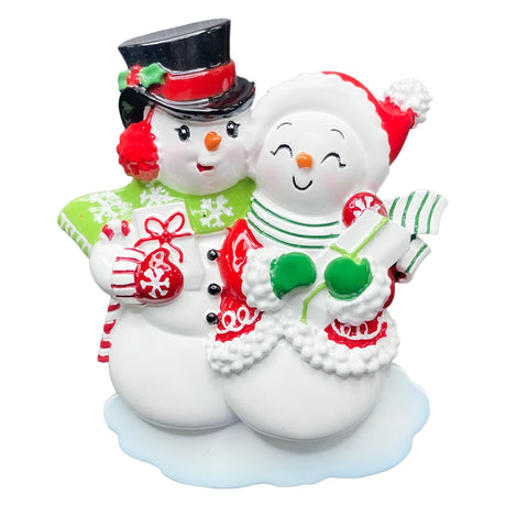 Mark your first holiday with a custom first Christmas together snowman couple ornament.