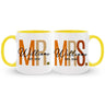 Custom Mr. and Mrs. bridal shower mugs, a perfect keepsake for celebrating the couple's special day.