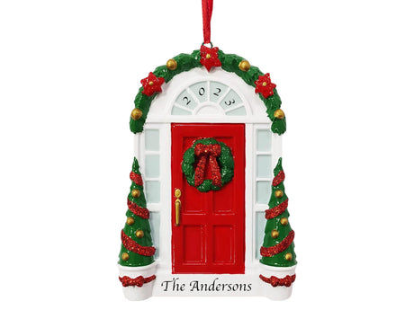 Celebrate your new beginnings with a custom red door new home Christmas ornament from Gift Shopie.