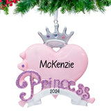 Custom princess ornament with details, perfect for creating magical memories for your princess.