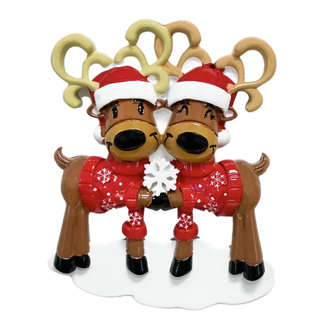 Add festive charm with a custom reindeer couple ornament from Gift Shopie.