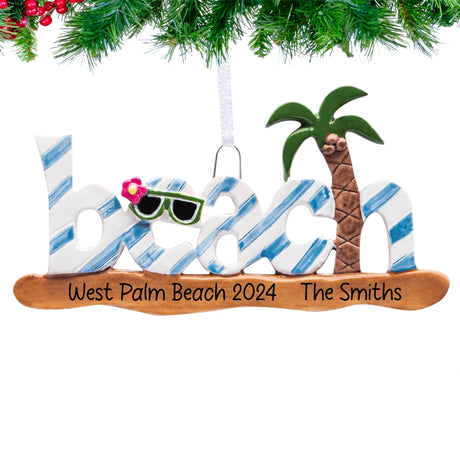 Customized beach ornaments for Christmas, a charming decoration to celebrate your adventures.