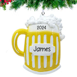 Customized beer Christmas ornament featuring a personalized label design, perfect for adding a festive touch to your holiday decor.