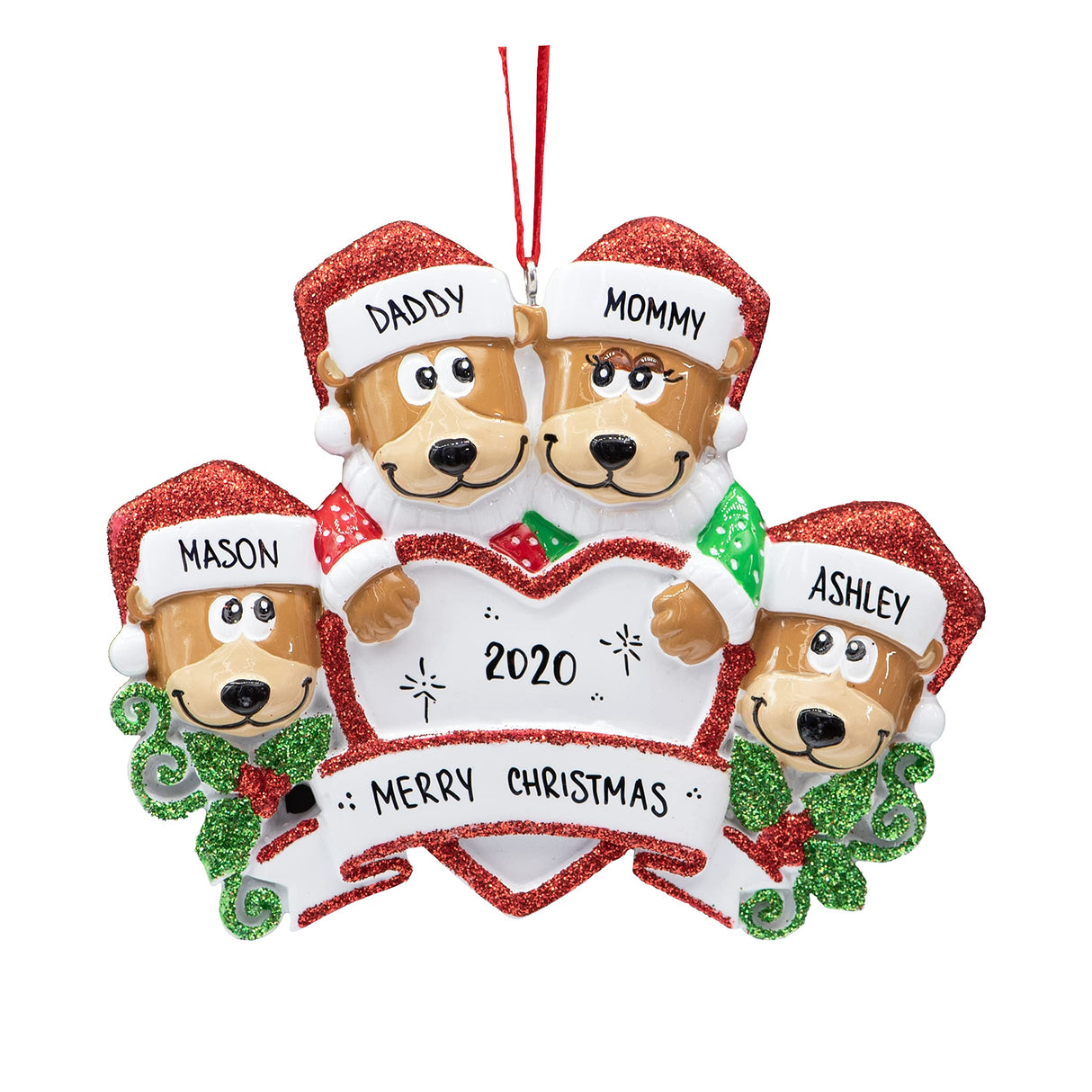 Create cherished memories with a customized brown bear family Christmas ornament from Gift Shopie!