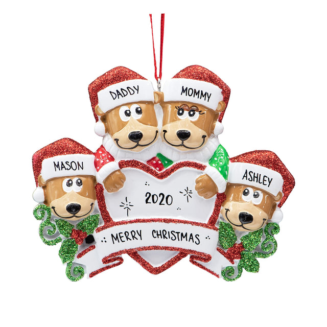 Create cherished memories with a customized brown bear family Christmas ornament from Gift Shopie!