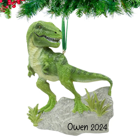 Create a unique holiday experience with a customized dinosaur Christmas ornament, perfect for adding a playful touch to your decorations.