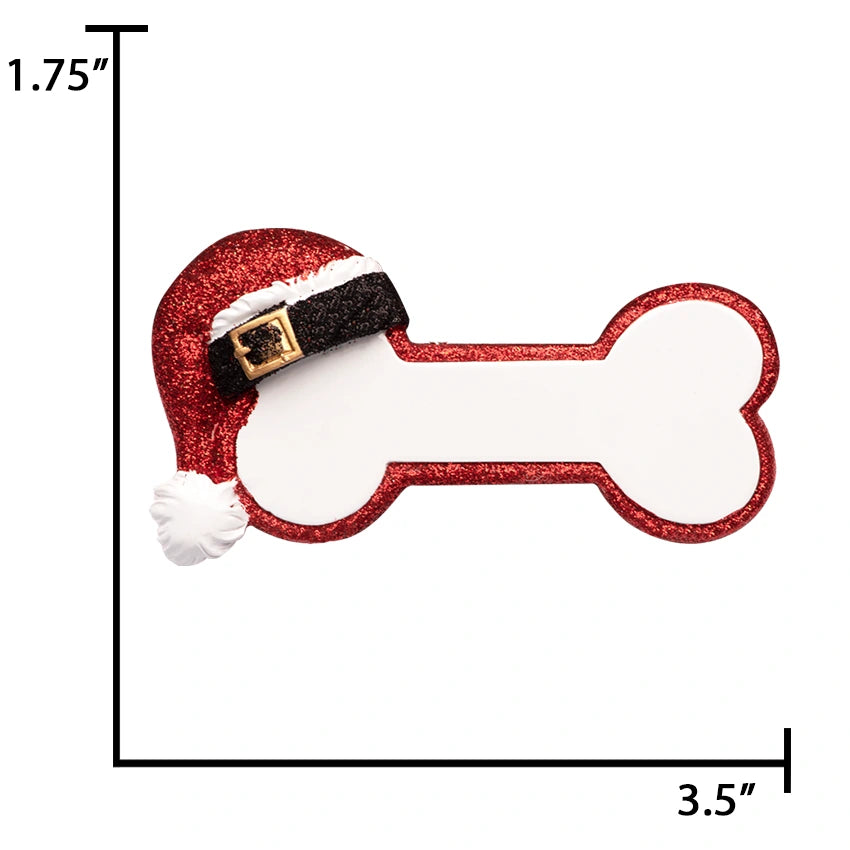 Let's discover our customized dog bone ornament with Santa hat. It is a playful decoration.