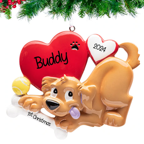 Customized dog ornament for Christmas, a special decoration to celebrate your beloved pet.