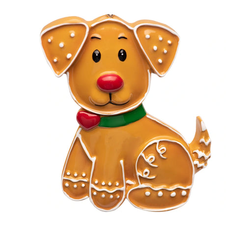 Customized gingerbread dog ornament, a unique holiday decoration.