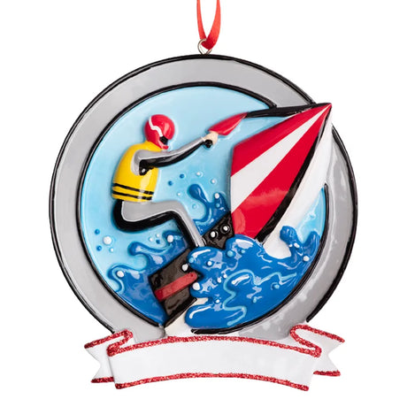 Customized jet ski Christmas ornament with intricate detailing, personalized with a name or message. A perfect holiday gift for jet ski enthusiasts.