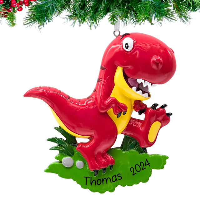 Customized Velociraptor dinosaur ornament with special features, adding a unique prehistoric flair.