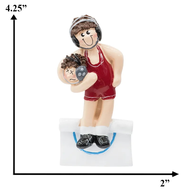 Celebrate a young wrestler's passion with a customized wrestling boy Christmas ornament, featuring personalized designs and details for a unique holiday decoration.