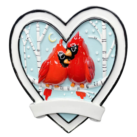 Commemorate your love with a first Christmas together cardinal couple personalized ornament.