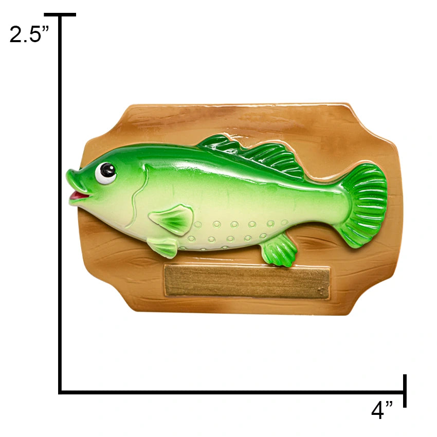 Fish bass on plaque Christmas ornament personalized, a memorable decoration.