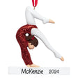 Personalized gymnastics ornament with custom name and gymnastic pose design.