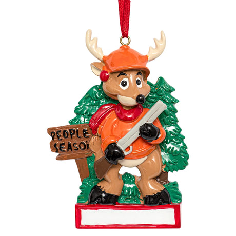 Festive hunting ornament for Christmas, perfect for outdoor enthusiasts to celebrate their passion during the holidays. Add a rustic touch to your tree!