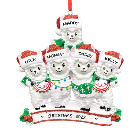 Celebrate togetherness with a llama family personalized Christmas ornament from Gift Shopie.