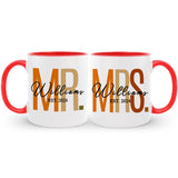 Mr. and Mrs. custom coffee mug set, a delightful gift celebrating love and shared moments.