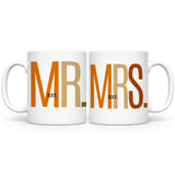 Mr. and Mrs. personalized coffee mug set, a charming gift for couples to enjoy.