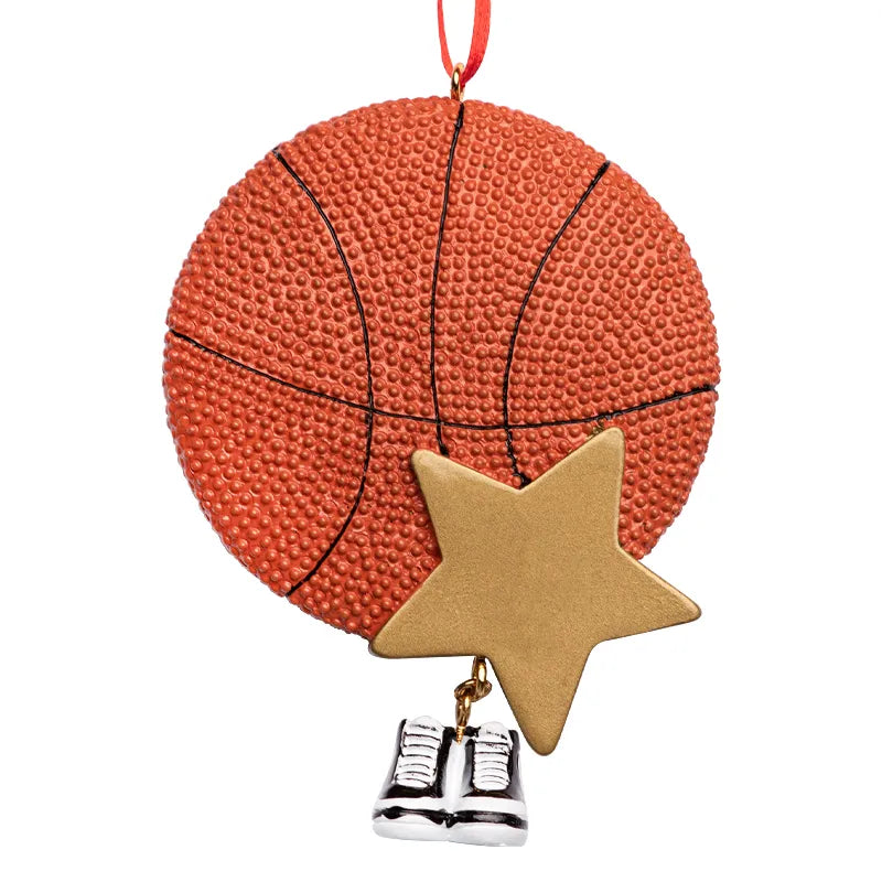 Personalized basketball ornament with personalized name, perfect for basketball fans and unique holiday decorations.