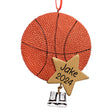 Personalized Christmas ornament featuring a personalized basketball and cleats, perfect for sports enthusiasts.