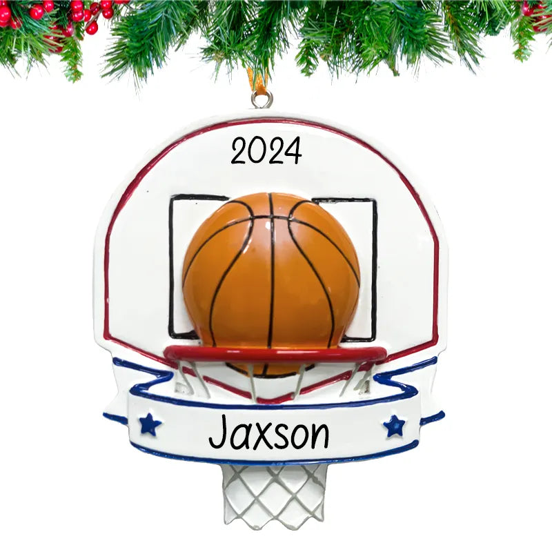 Enhance your holiday decor with personalized basketball ornaments, perfect for sports enthusiasts.