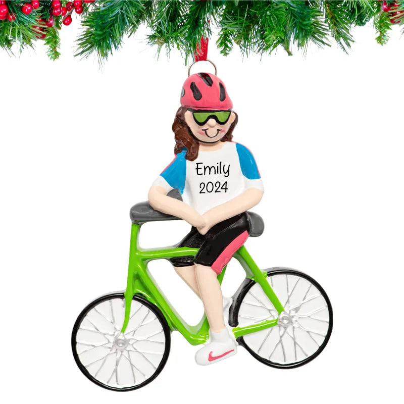 Add a personal touch to your holiday decor with personalized bicycle ornaments, perfect for cycling enthusiasts.