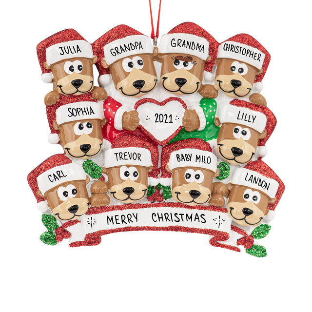 Add a wild touch with a personalized brown bear family Christmas ornament from Gift Shopie.