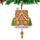 Add charm to your tree with a personalized Christmas gingerbread house key ornament.