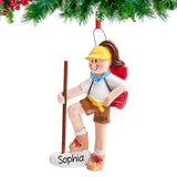 Enhance your Christmas decorations with a personalized ornament of a hiking girl, featuring custom details and outdoor themes, perfect for outdoor enthusiasts.