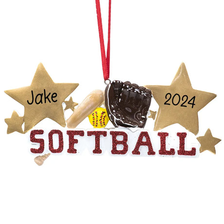 Capture the spirit of the season with our personalized Christmas ornaments featuring a charming softball theme.