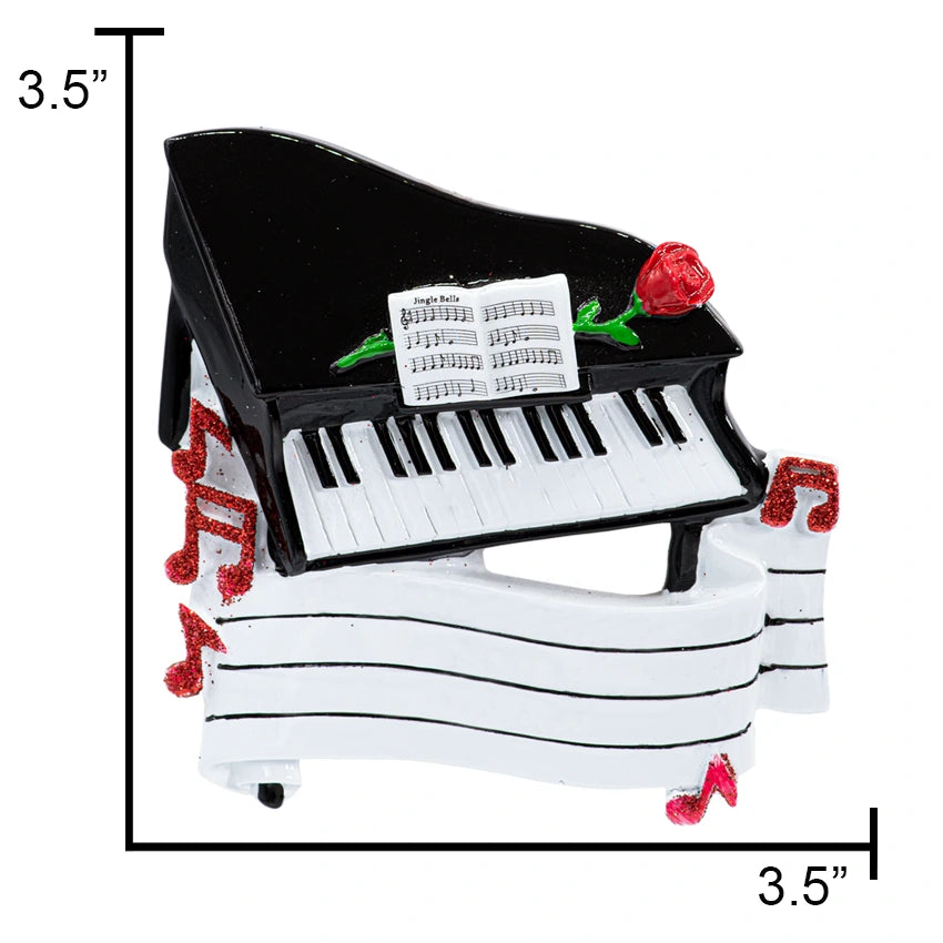 Personalized Christmas piano ornament, a perfect keepsake for music lovers.