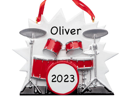 Rock the holidays with a personalized drum kit Christmas ornament from Gift Shopie.