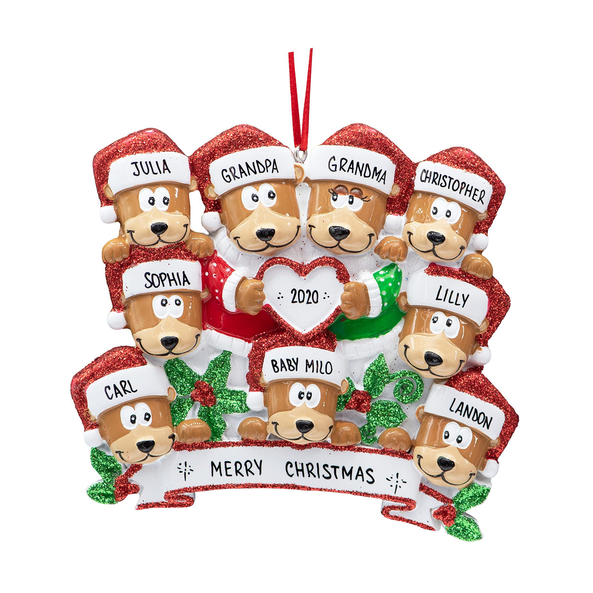 Make memories with a personalized family Christmas ornament featuring brown bears from Gift Shopie.