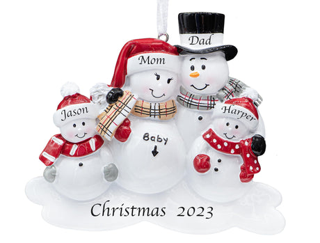 Honor your growing family with a personalized family Christmas ornament featuring pregnancy.