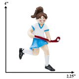 Add a personal touch to your holiday decor with a personalized field hockey girl Christmas ornament.