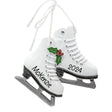 Personalized Christmas ornament featuring figure skates. Customize this festive decoration for a unique holiday touch.